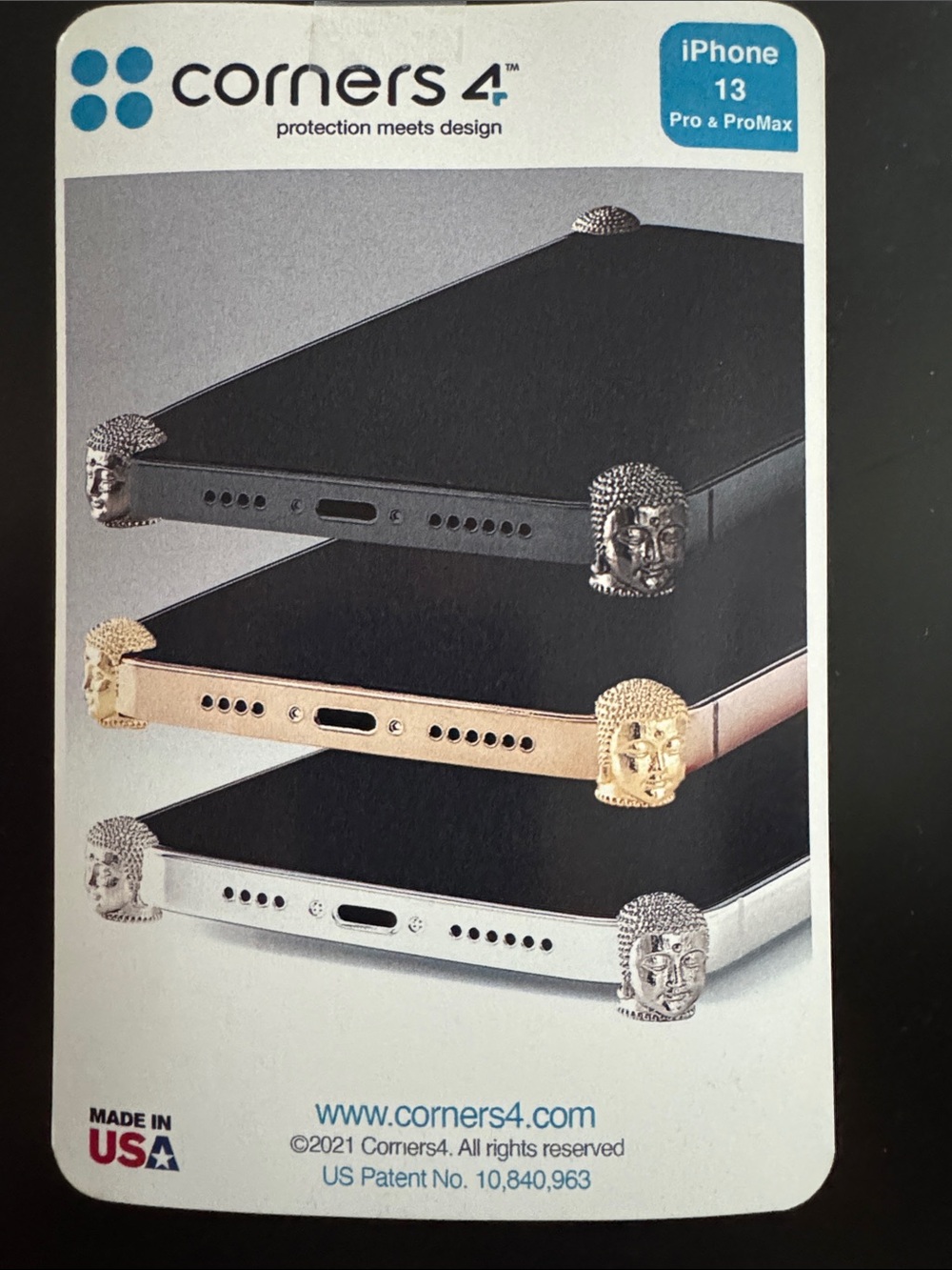 Serenity Buddha Corners for iPhone 13 Pro/Max in Gold